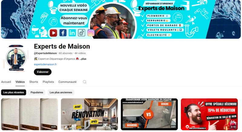 Chaîne Youtube Service Plomberie